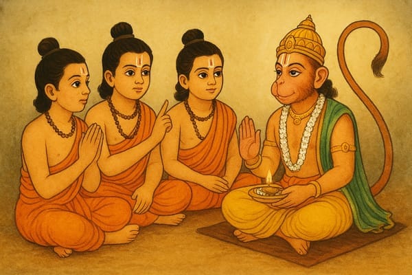 सनकादि ऋषियों ने हनुमान जी से पूछा - आप श्रीराम मन्त्रों के पुरश्चरण का विधान बताइये। हनुमान् जी ने बताया - नित्य त्रिकाल स्नान करे। दूध फल मूल आदि भोजन करो।