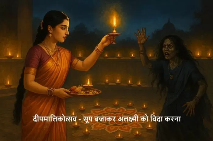 दीपमालिकोत्सव – कौमुदी तिथि की विधि, सूप बजाकर अलक्ष्मी को विदा करना